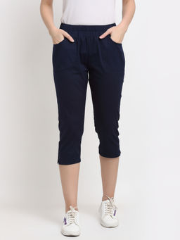 BRINNS - Women Navy Blue Regular-Fit Capri