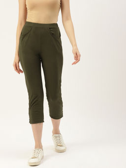 BRINNS - Women Olive Pure Cotton Capri