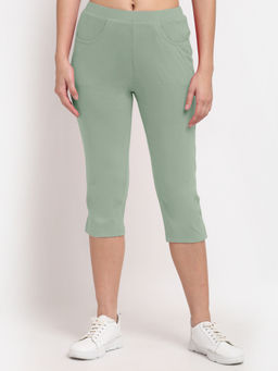 BRINNS - Women Green Pure Cotton Capri
