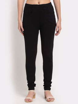 BRINNS - Women Black Churidar Length Cotton Leggings