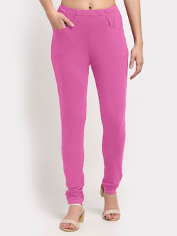BRINNS - Women Magenta Churidar Length Cotton Leggings