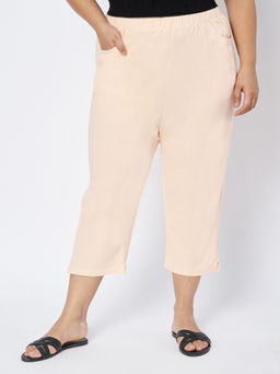 BRINNS - Women Peach Plus Size Pure Cotton Capri
