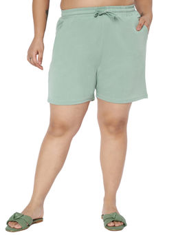 BRINNS - Women Green Plus Size Regular Fit Cotton Shorts