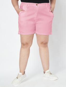 BRINNS - Women Pink Mid-Rise Plus Size Shorts