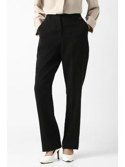 Van Heusen - Black Polyester Slim Fit Solid Formal Trouser