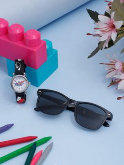 Stol'N - Square Shaped Sunglass & Creative Designed Wrist Watch - Black