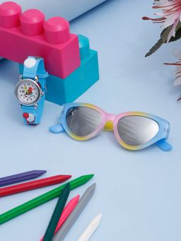 Stol'N - Color Gradient Cat Eye Sunglass & Creative Designed Wrist Watch - Blue