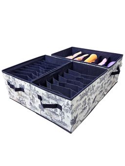 House of Quirk - Wardrobe Clothes Drawer Organizer With Handle Blue (Set of 3)