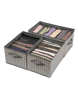 House of Quirk - Wardrobe Clothes Drawer Organizer With Handle Grey (Set of 3)