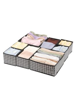 House of Quirk - Foldable Cloth Storage Box Closet Dresser Drawer Organizer Black (Set of 8)