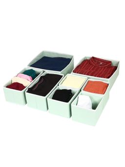 House of Quirk - Foldable Cloth Storage Box Closet Dresser Drawer Organizer Green (Set of 8)