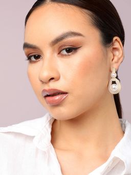 Sohi - Gold Plated Party Designer Stone and Pearls Drop Earring for Women