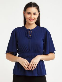 Zink London - Womens Navy Blue Striped Top