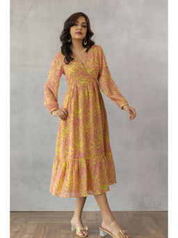 Polago Clothing - Leafy Print Midi Dress