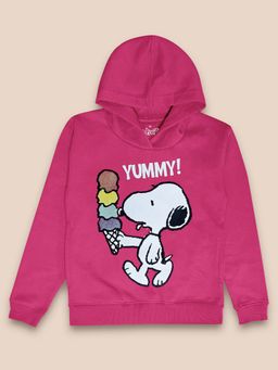 Kidsville - Girls Peanuts Printed Pink Hoodie