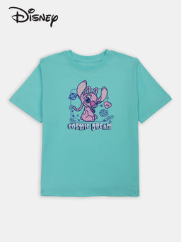 Jockey Juniors - D600 Girls Disney Super Combed Cotton Printed T-Shirt-Aruba Blue