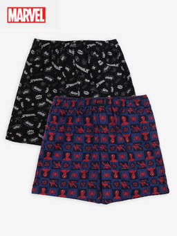 Jockey - M503 Marvel Avengers Cotton Printed Boxer Shorts-Navy and Black (Pack Of 2)