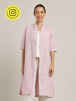 Saltpetre - Women Solid Pink High Neck Overlay