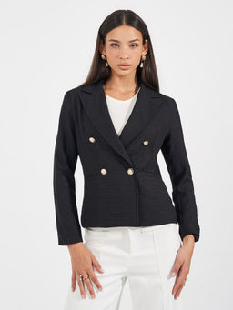 Styli - Black Regular Fit Regular Length Double Breasted Blazer