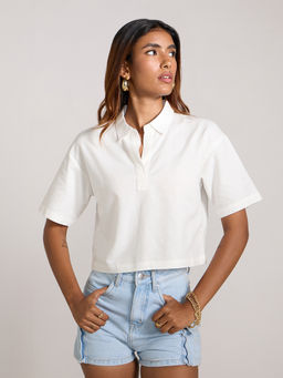 MIXT by Nykaa Fashion - White Solid Short Sleeves Open Placket Shirt