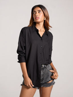 MIXT by Nykaa Fashion - Black Solid Full Sleeves Shirt