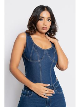 FREAKINS - Dark Blue Corset Bodysuit