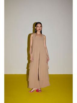 Sil-Sila - Me Again In Beige Tunic with Palazzo (Set of 2)