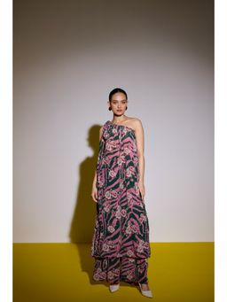 Sil-Sila - She Is A Panthers In Pink Forest Print Tunic with Palazzo (Set of 2)