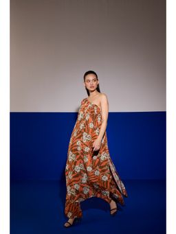 Sil-Sila - She Is A Panthers In Orange Forest Print Tunic with Palazzo (Set of 2)