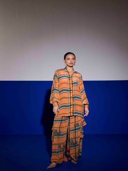 Sil-Sila - Goals In Orange Checks Co-Ord (Set of 2)