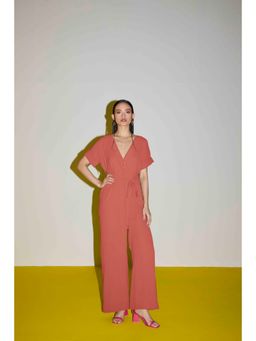 Sil-Sila - Fearless Jumpsuit In Peach with Belt (Set of 2)