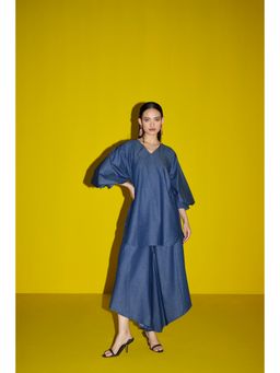 Sil-Sila - Trust Your Dopeness Blue Kurti with Palazzo (Set of 2)