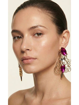 ORNAMAAS - Arabesque Pink Silver Sword Earrings