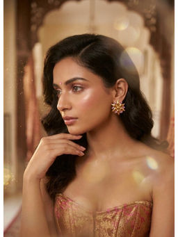 ORNAMAAS - Gulaab Tara Pink Earrings