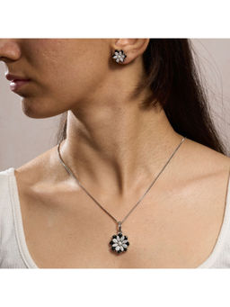 Anoree - Midnight Bloom Luxe Black Pendant with Chain and Earrings