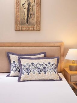 Maspar - Hues Nouveau Tradition Kaleen Global Cotton Blue Quilted Standard Pillow Sham (Set of 2)