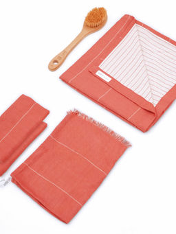 Doctor Towels - Coral Aloe vera Double Cloth Medium Bath Towel Set Pack of 4