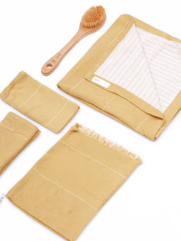 Doctor Towels - Gold Aloe vera Double Cloth Medium Bath Towel Set Pack of 4