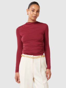 Forever New - Maroon Ruched Solid Top