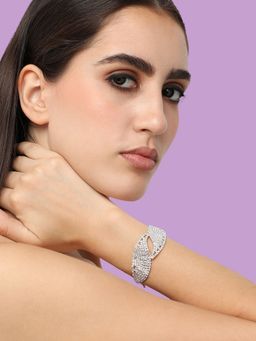 Sohi - Womens Silver Plated Designer Stone Party Bracelet (4452)