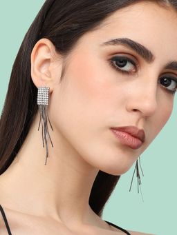 Sohi - Womens Silver Plated Designer Stone Party Drop Earring (4484)
