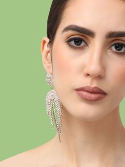 Sohi - Womens Silver Plated Designer Stone Party Drop Earring (4504)
