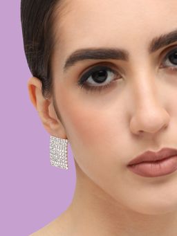 Sohi - Womens Silver Plated Designer Stone Party Stud (4513)