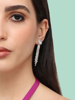Sohi - Womens Silver Plated Designer Stone Party Drop Earring (4526)