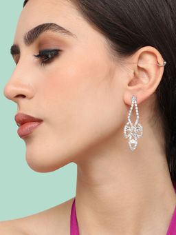 Sohi - Womens Silver Plated Designer Stone Party Drop Earring (4527)