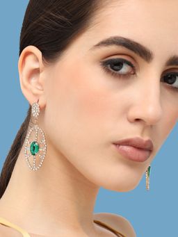 Sohi - Womens Gold Plated Designer Stone Party Drop Earring (4528)