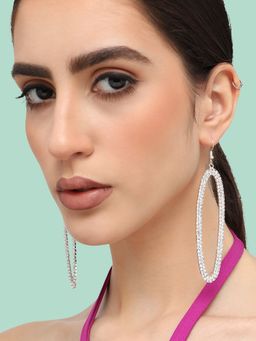 Sohi - Womens Silver Plated Designer Stone Party Drop Earring (4538)
