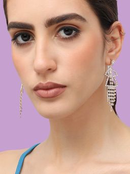 Sohi - Womens Gold Plated Designer Stone Party Drop Earring (4702)