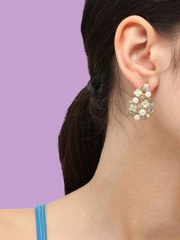 Sohi - Womens Gold Plated Pearls Party Stud (4705)