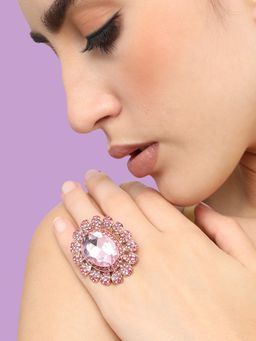 Sohi - Womens Gold Plated Party Designer Stone Ring (6869)